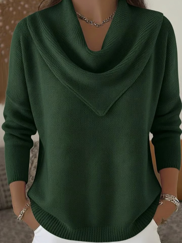 Women's New Solid Color Long Sleeve Knit Pullover Sweater Casual Tops For Autumn Winter - Image 5