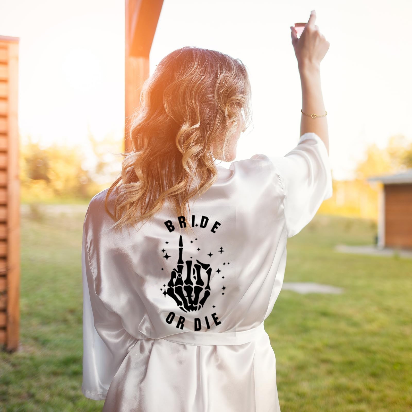 Women's Satin Bathrobe Three-quarter Sleeves - Image 3