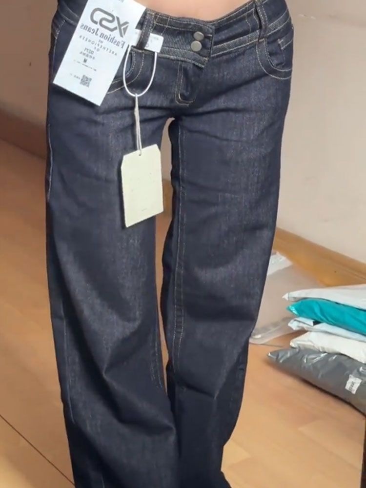 Womens Low-rise Slim-fit Casual Straight-leg Trousers - Image 4