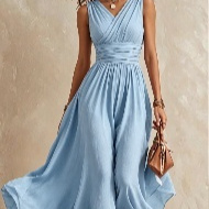 Summer Elegant Slimming Solid-Color Waist-Cinching Sleeveless Dress