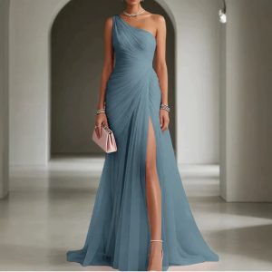 Long Evening Gown Fashionable One-should...