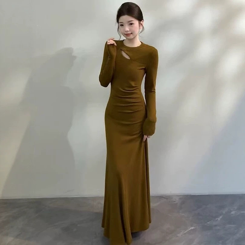 French-style Vintage Slimming Fitted Long-sleeve Dress - Image 4
