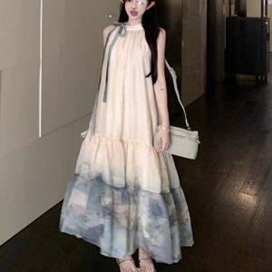 Atmospheric Seaside Resort-style Beach Maxi Dress