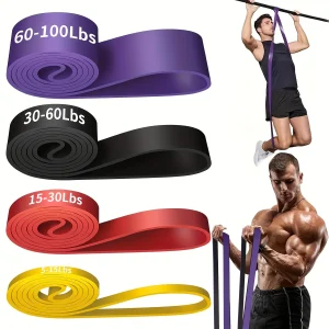 4pcs Set Resistance Bands with Stackable Tension – Exercise and Pull Up Assist Bands for Muscle Training, Workout, Fitness