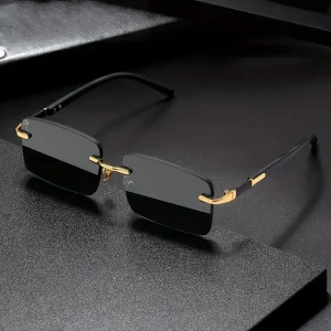 Rimless Sunglasses Rectangle Fashion Pop...