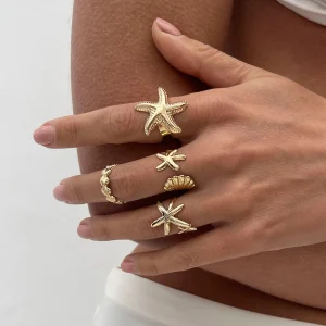 SHIXIN 4Pcs/Set Starfish Scallop Adjusta...