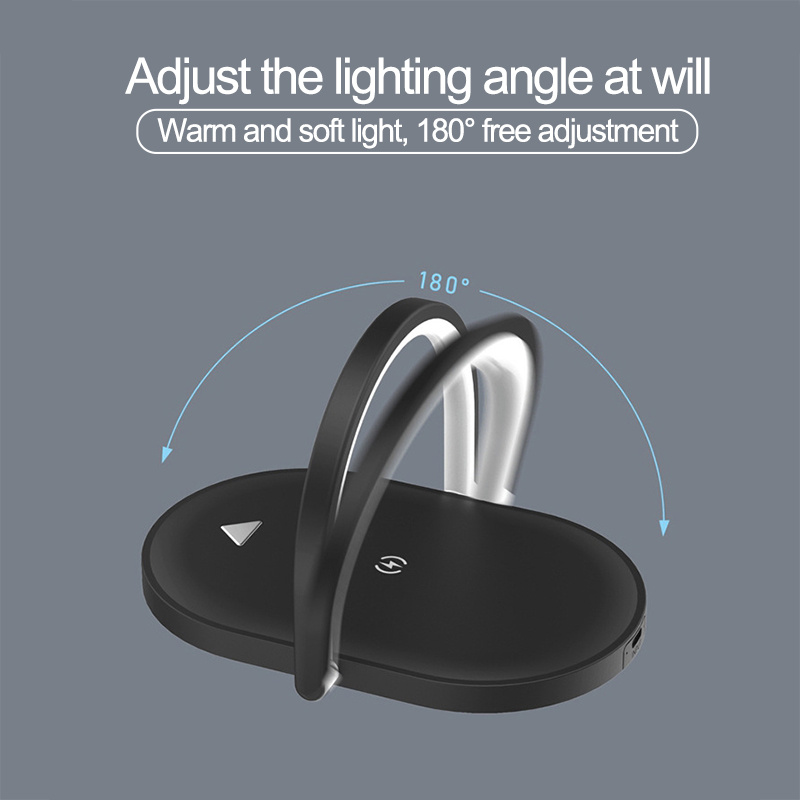 3 In 1 Foldable Wireless Charger Night Light Wireless Charging Station Stonego LED Reading Table Lamp 15W Fast Charging Light - Image 5