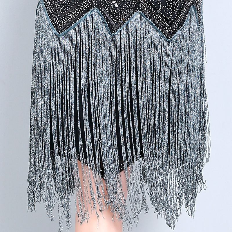 Retro Sequined Elegant Tassel Sleeveless Dress - Image 4
