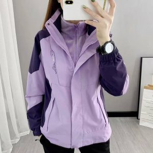 Outdoor Two-piece Windproof 3-in-1 Jacket, Plus-size