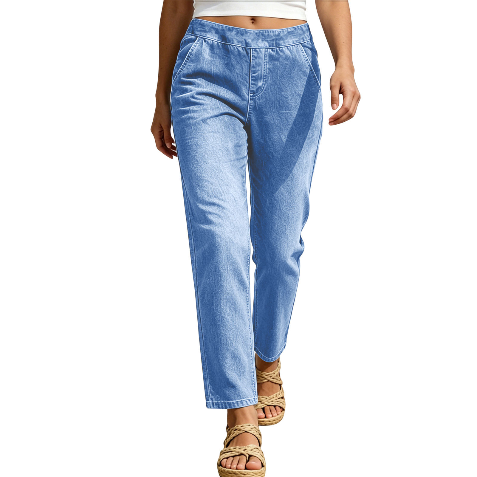 Womens Casual Cropped Jeans Fashionable - Image 4
