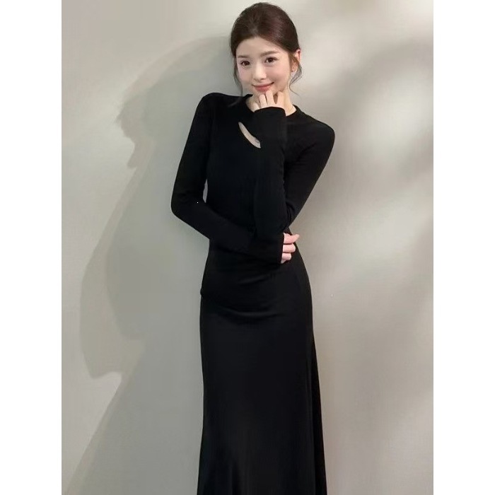 French-style Vintage Slimming Fitted Long-sleeve Dress - Image 6