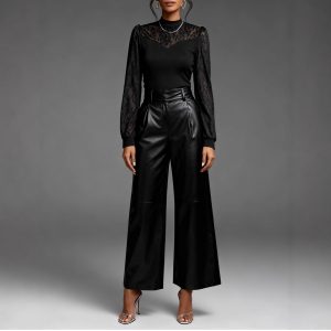 Womens Retro-Style Fashionable Black Lac...