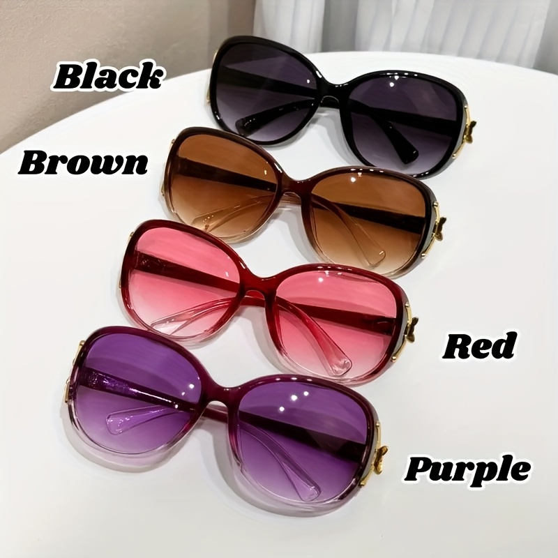 4 Pcs Oversized Oval Sunglasses For Women Uv400 Protective Gradient Lens Eyewear Delicate Gold Metal Side Ornament Comfortable Curved Temple Suitable For Beach Travel Parties And Daily Fashion Outfit - Image 4