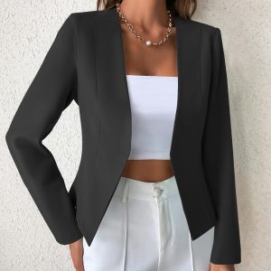 Womens Tailored Casual Blazer With Regular Sleeves