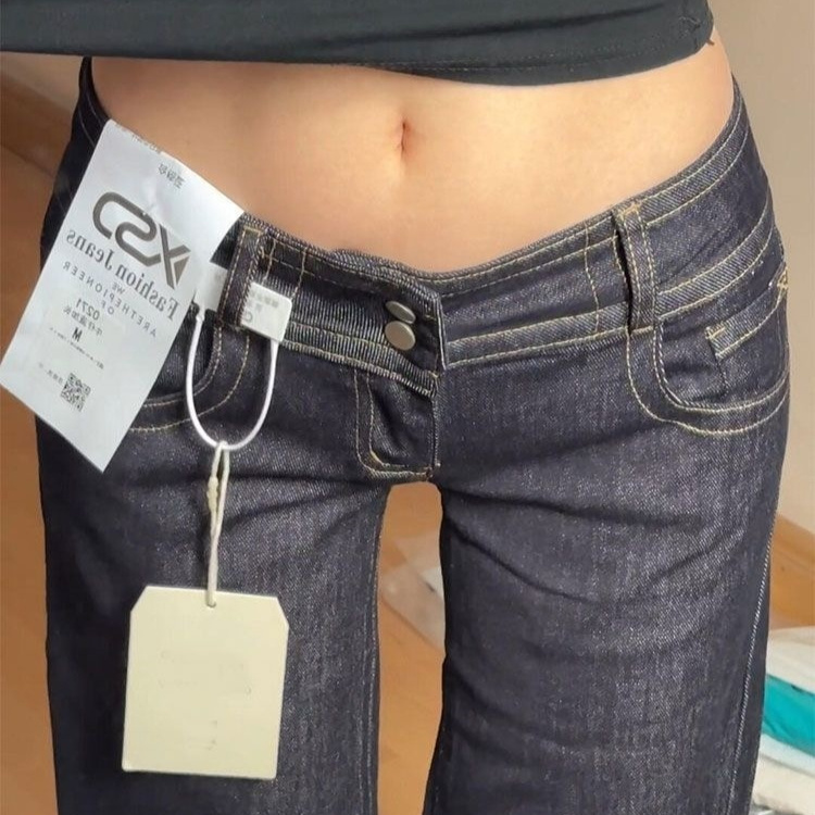 Womens Low-rise Slim-fit Casual Straight-leg Trousers