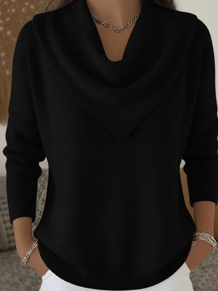 Women's New Solid Color Long Sleeve Knit Pullover Sweater Casual Tops For Autumn Winter - Image 4
