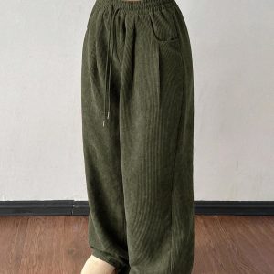 In-stock Amazon Hot-selling 2026 Autumn Winter New Corduroy Wide-leg Pants For Women, Loose And Drapey Casual Pants