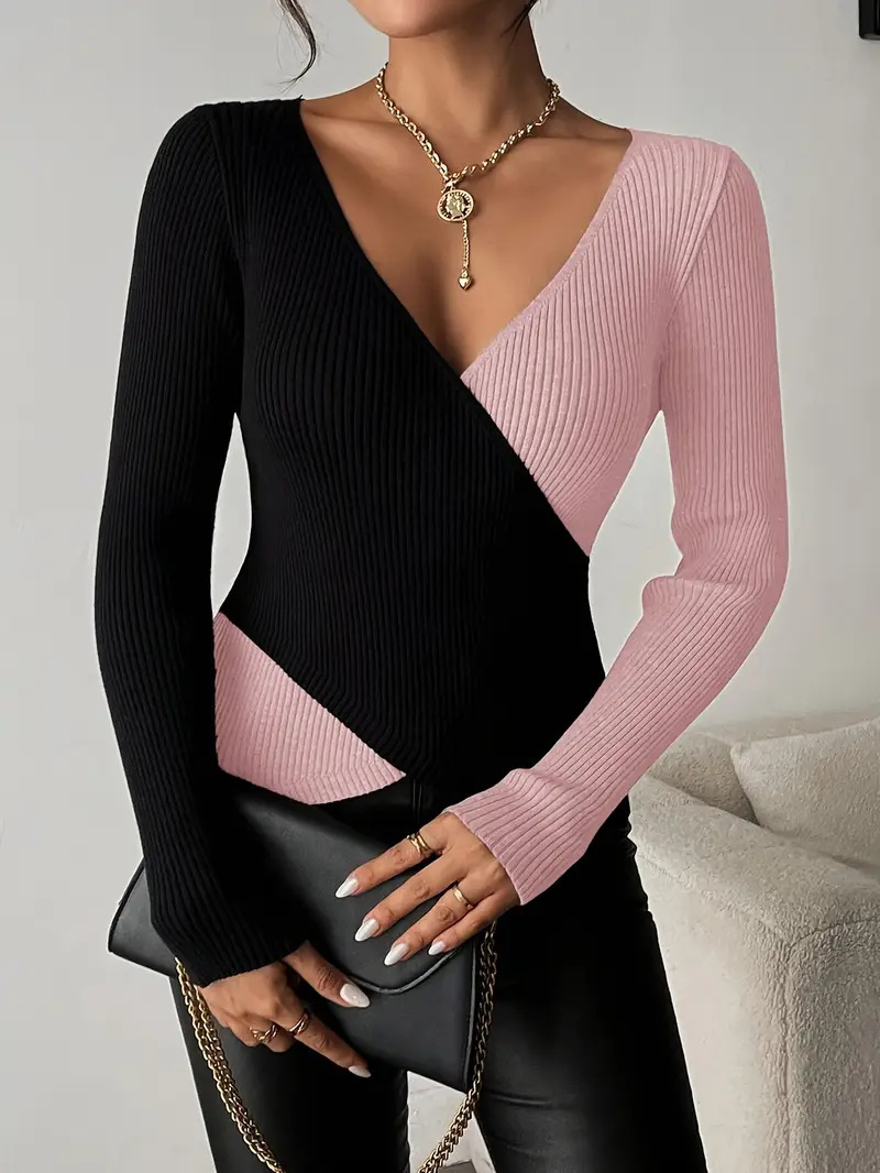Double-color Long-sleeved Top For Springwomen's Innerwear - Image 8