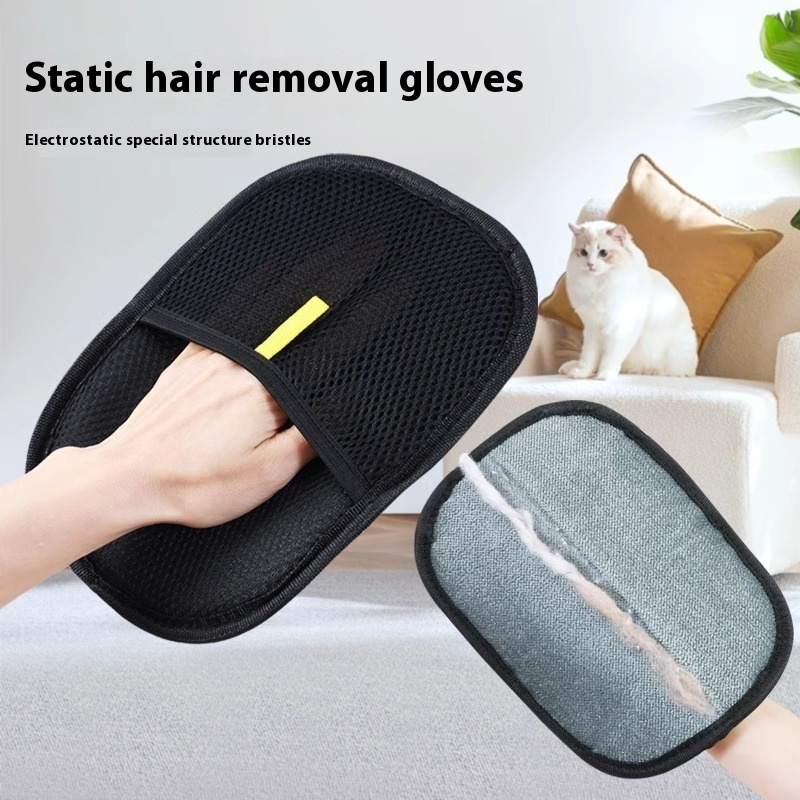 Pet Hair Remover Mitt Pet Hair Remover Gloves Deshedding Brush Glove For Dog Cat Rabbit With Long Short Curly Hair - Image 6