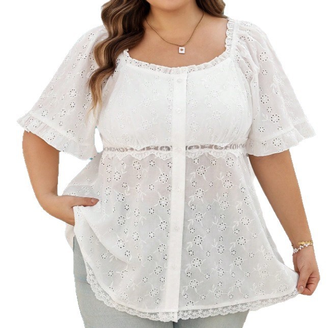 Ruffle-trimmed High-waisted Figure-flattering Sexy-yet-girly Blouse - Image 5