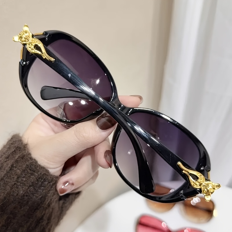 4 Pcs Oversized Oval Sunglasses For Women Uv400 Protective Gradient Lens Eyewear Delicate Gold Metal Side Ornament Comfortable Curved Temple Suitable For Beach Travel Parties And Daily Fashion Outfit - Image 8