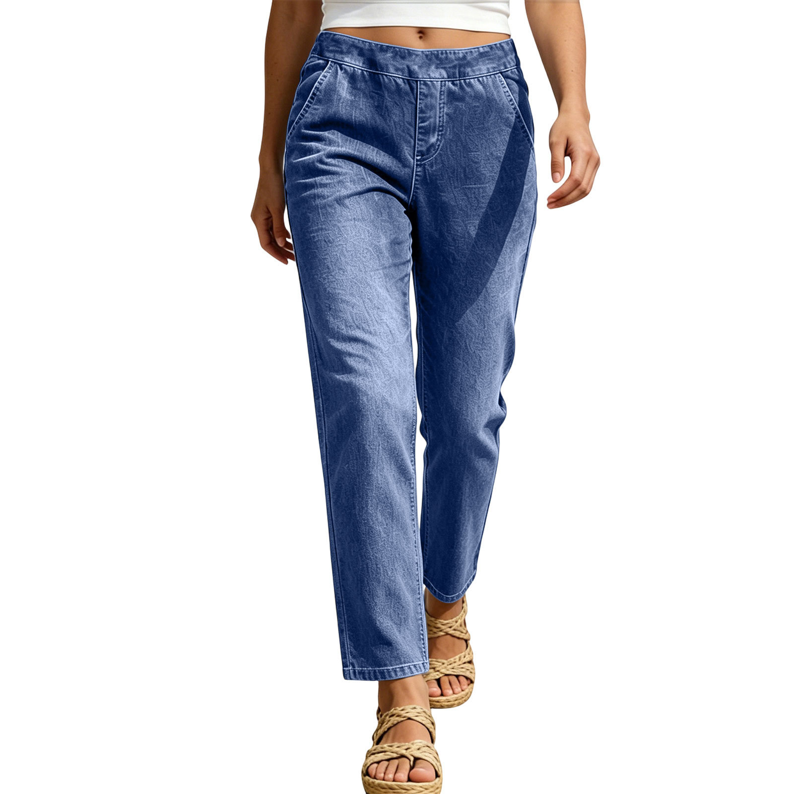 Womens Casual Cropped Jeans Fashionable - Image 5
