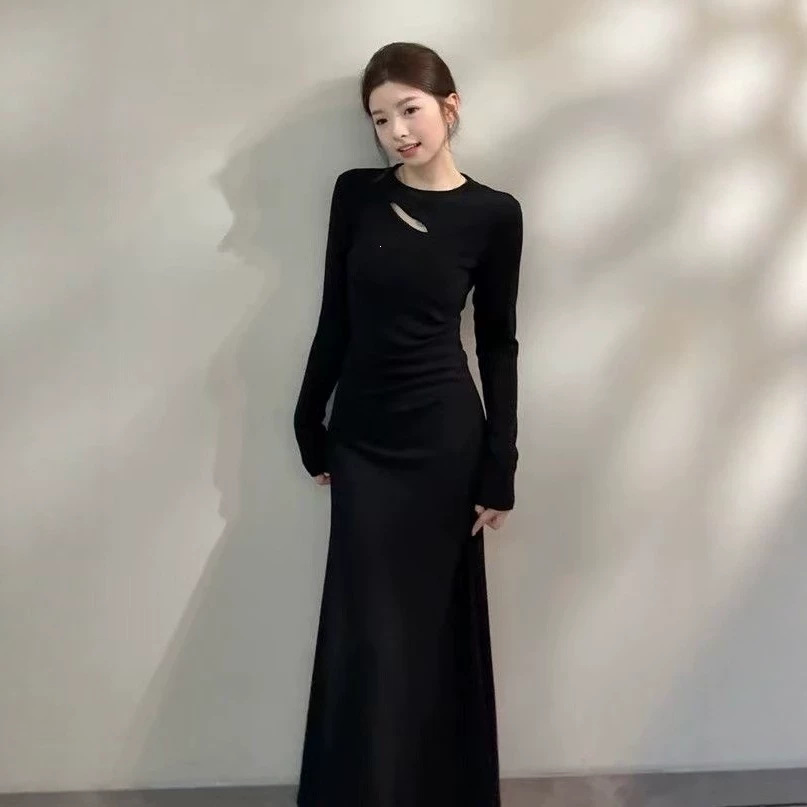 French-style Vintage Slimming Fitted Long-sleeve Dress