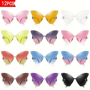 12 Pcs Rimless Butterfly Shaped Sunglass...