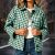 Womens Color-Block Plaid Casual Coat