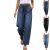 Casual Loose-fit Womens Clothing Cat-ear Distressed Jeans Nine-length