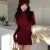 Red Half-turtleneck Slim-fit Sheath Dress