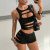 Stretchy Distressed Hollow-out Tank Top And Low-rise Shorts Two-piece Set